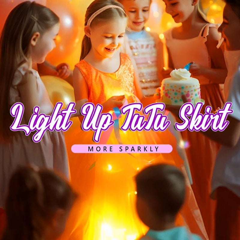 EVILD Girls Light Up Tutu Skirt Neon Rainbow Tutu Skirts - Image 3